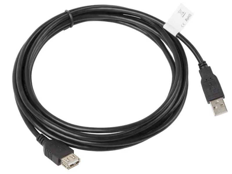 Cablu USB-A M/F 2.0 3 m negru Lanberg