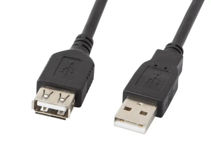 Cablu USB-A M/F 2.0 0,7 m negru Lanberg