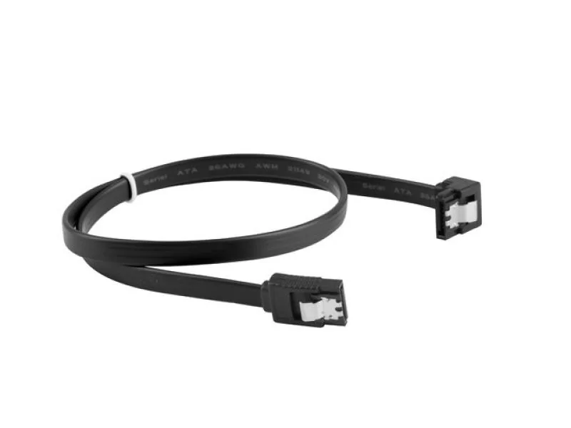 Cablu SATA Data III (6 Gb/s) F/F 50 cm, unghiular, cleme metalice, negru Lanberg