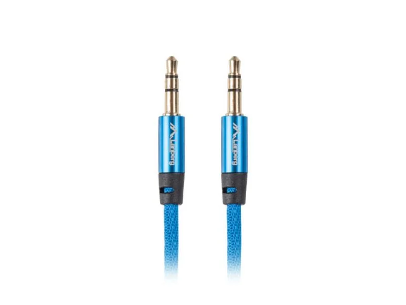 Cablu minijack 3,5 mm M/M 3 pini 2 m albastru Premium