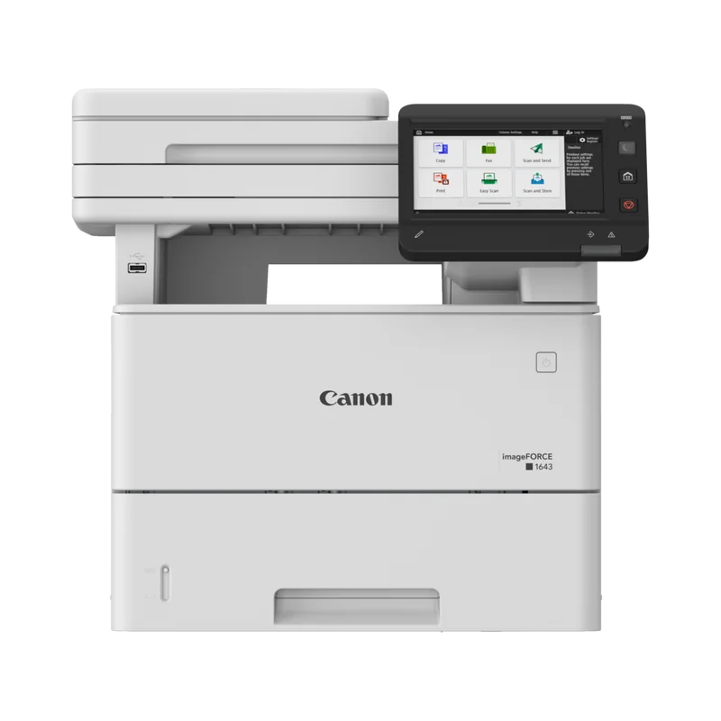 CANON IMAGEFORCE 1643 MONO LASER MFP, Format A4, Functii: Print, Copy, Scan, Send, Viteza printare: 43ppm, Rezolutie: 1200x1200dpi, Limbaje printare: UFR II, PCL6, PCL5*, Adobe® PostScript®3TM, Duplex automat, Copiere: 43ppm, FPO. 6.3 sec., Rezolutie:
