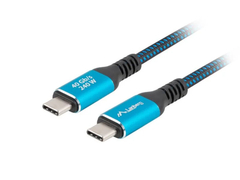 Cablu USB-C M/M 4.0 2 m 240W 8K 60Hz negru-albastru Lanberg