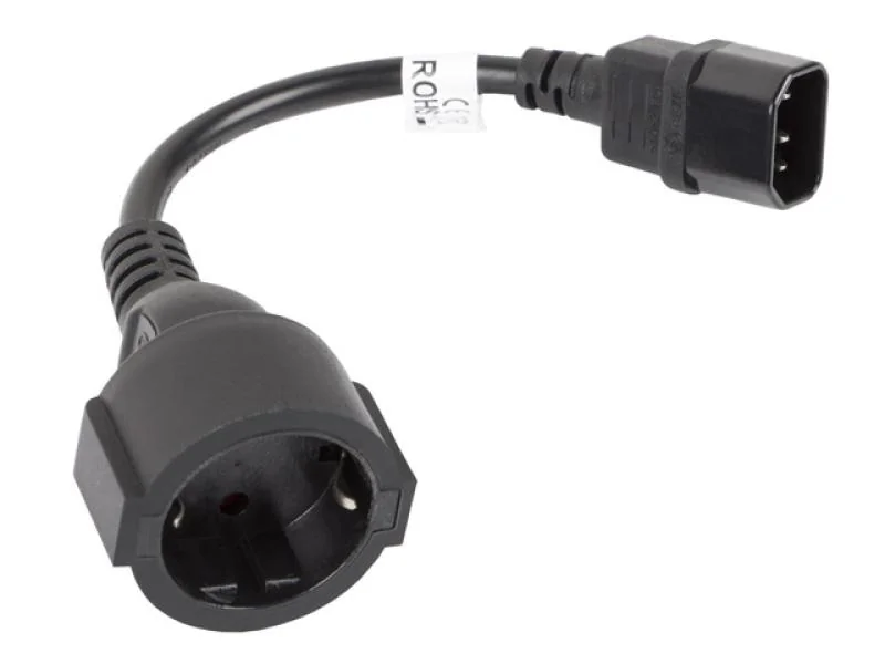 Cablu adaptor IEC 320 C14 Schuko(F) pentru UPS 20 cm negru Lanberg