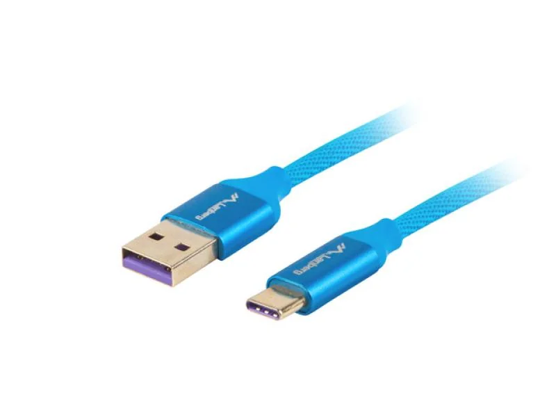 Cablu USB-C(M) USB-A(M) 2.0 1 m albastru Premium 5A Lanberg