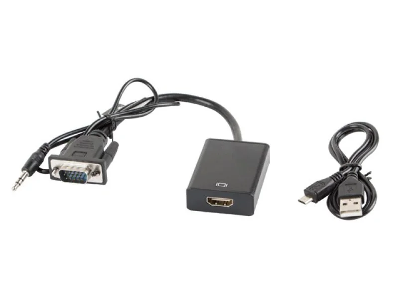 Cablu adaptor VGA(M) + minijack 3,5 mm(M) HDMI(F) 20 cm negru Lanberg