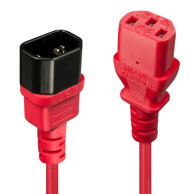 Cablu Lindy C14 to C13, lungime 2m, material cablu H05-VVF 3G 0.75mm, 3 fire, Connector A: IEC C14, Connector B: IEC C13, rosu