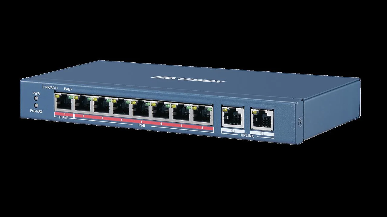 Switch 8 porturi PoE+, 2 porturi uplink - HIKVISION DS-3E0310HP-E