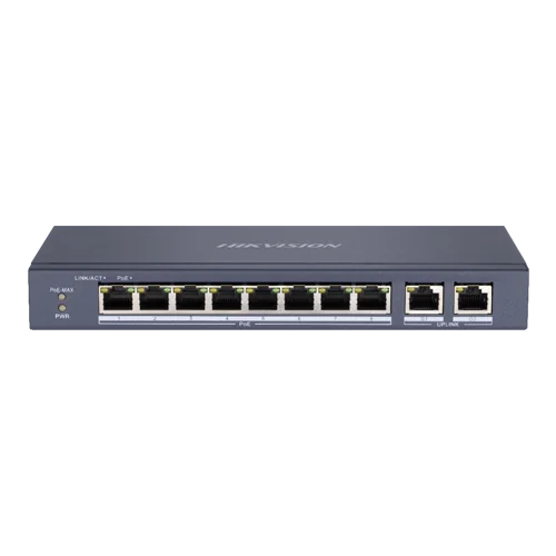 Switch 8 porturi PoE, 2 porturi uplink RJ45 Gigabit - HIKVISION DS-3E0310P-E-M