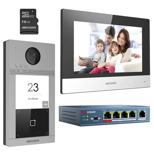 KIT videointerfon pentru o familie, Wi-Fi 2.4Ghz, monitor 7 inch - HIKVISION DS-KIS604-S Hikvision
