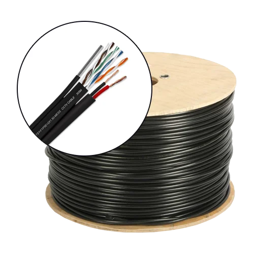 Cablu FTP autoportant cu alimentare 2x1.5, cat 5E, CUPRU 100%, 305m, negru TSY-FTP5E+2x1.50-MESS Tsy Cable