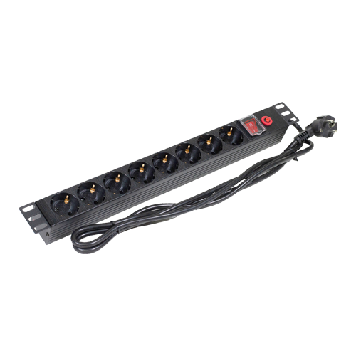 PDU 8 prize Shuko, 19'', 1U, aluminiu cu protectie - ASYTECH Networking ASY-PDU-8 | Altamag.ro