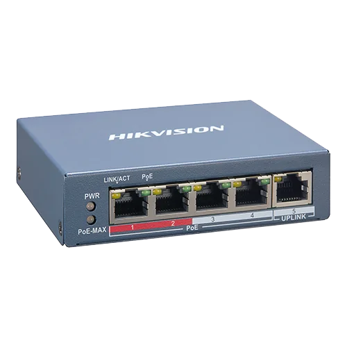 Switch 4 porturi PoE, 1 port uplink RJ45, SMART Management - HIKVISION DS-3E1105P-EI