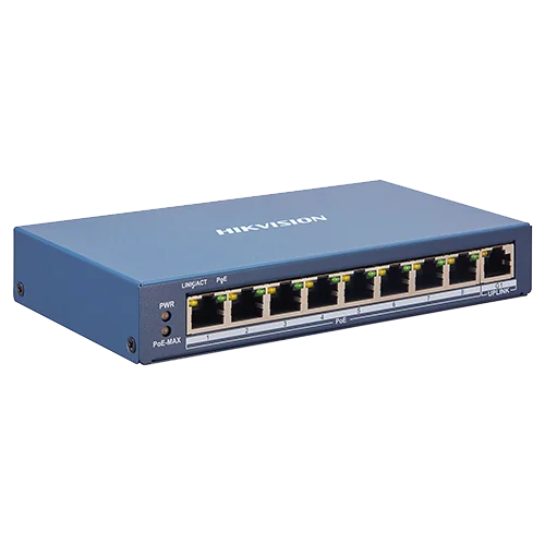 Switch 8 porturi PoE, 1 port uplink RJ45, SMART Management - HIKVISION DS-3E1309P-EI