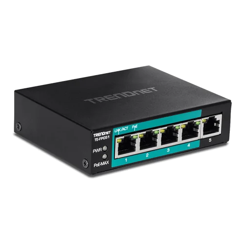 Switch 4 porturi Fast Ethernet Long Range 250m PoE+ 60W, 1 port Fast Ethernet - TRENDnet TE-FP051