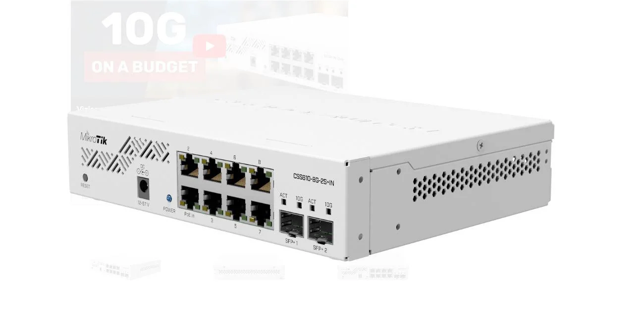 Smart Switch, 8 x Gigabit, 2 x SFP+ 10Gbps - Mikrotik CSS610-8G-2S+IN