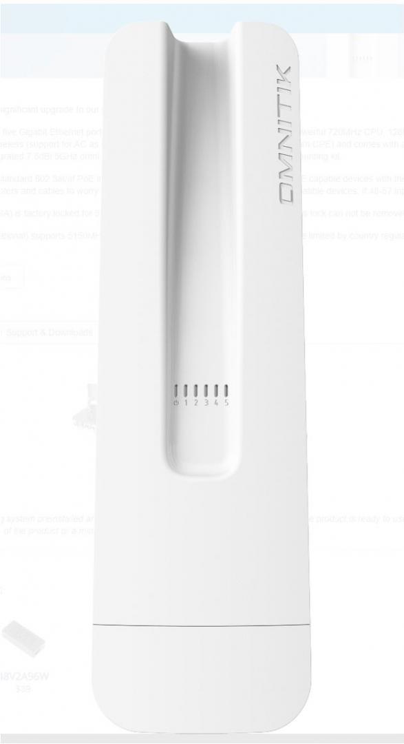 OmniTIK 5 POE ac, 2 antene 7.5dBi 5GHz, 802.11an/ac, 5 x Gigabit LAN (4 PoE-OUT), PoE - MikroTik RBOmniTikPG-5HacD | Altamag.