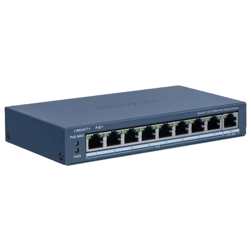 Switch 8 porturi PoE, 1 port uplink RJ45, Management - HIKVISION DS-3E1309P-EI-M