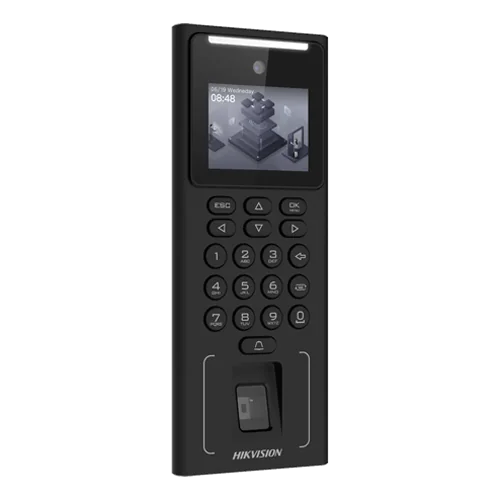 Terminal standalone control acces cu Recunoastere faciala, Amprenta, Card M1 si PIN, camera 2MP, ecran LCD 2.4 inch - HIKVISION DS-K1T321MFWX
