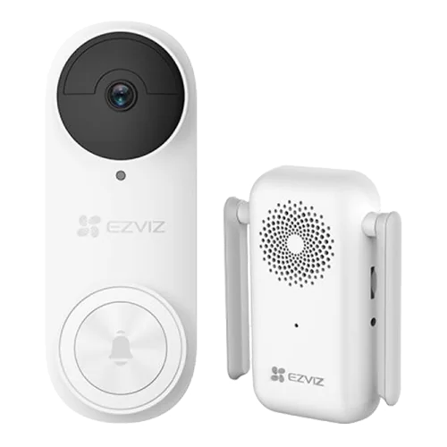 Kit sonerie video EZVIZ, conexiune Wi-Fi, rezolutie 3k, acumulator 5200mAh, PIR detectie miscare, unghi vizualizare ultra-larg, slot SDcard CS-DB2-Pro-3K