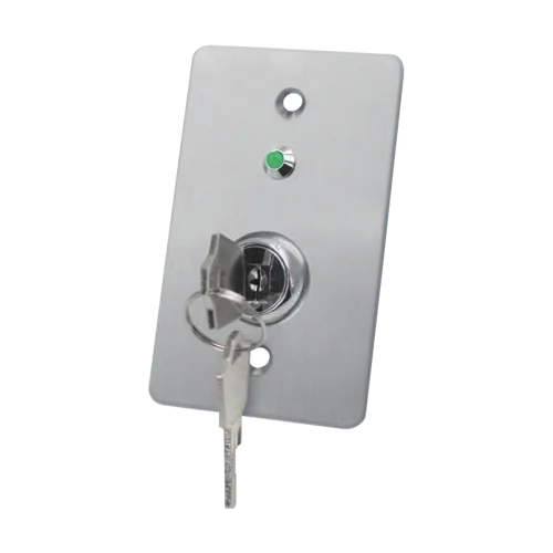 Buton de iesire cu cheie, montaj ingropat, inox, LED, NO-NC-COM, 86 x 50 mm CSK-508SLED