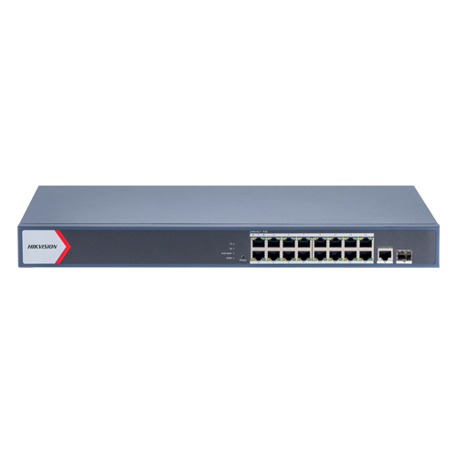 Switch 16 porturi PoE Gigabit, 1 porturi RJ45 Gigabit, 1 port SFP Gigabit, Smart Management - HIKVISION DS-3E1518P-EI-M | Alt