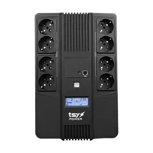 UPS TSY Power, 1000VA/600W, LCD, AVR-repornire automata, Management, 8 x Schuko, 2 x RJ45, 1 X USB type B TSY-D-1K0-LCD