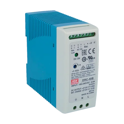 Sursa de alimentare in comutatie, 27.6V / 0.95A + 0.5A, sina DIN, backup - MEAN WELL DRC-40B
