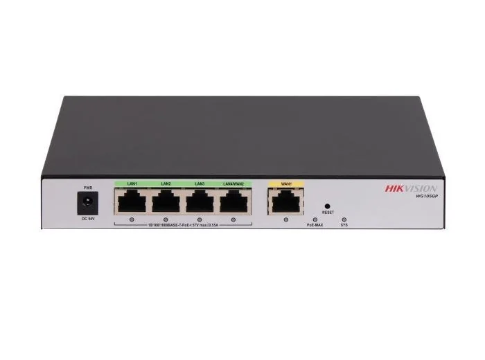 Router All in One, 1 x RJ45 Gigabit, 4 x RJ45 PoE Gigabit, Behavior Management - HIKVISION DS-3WG105GP-SI