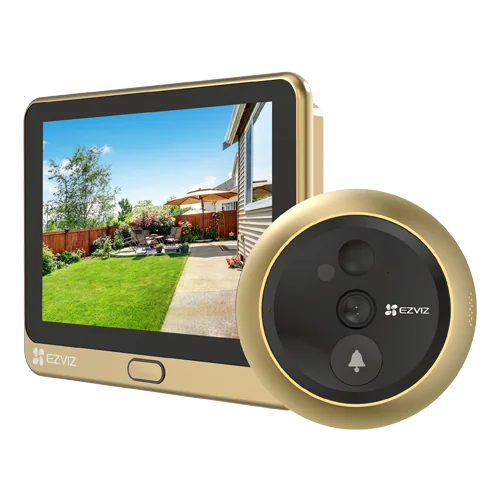 Vizor electronic smart, Wi-Fi, FullHD, monitor 4.3 inch, sonerie, acumulator 4600mAh, Auriu - EZVIZ CS-DP2C-Golden