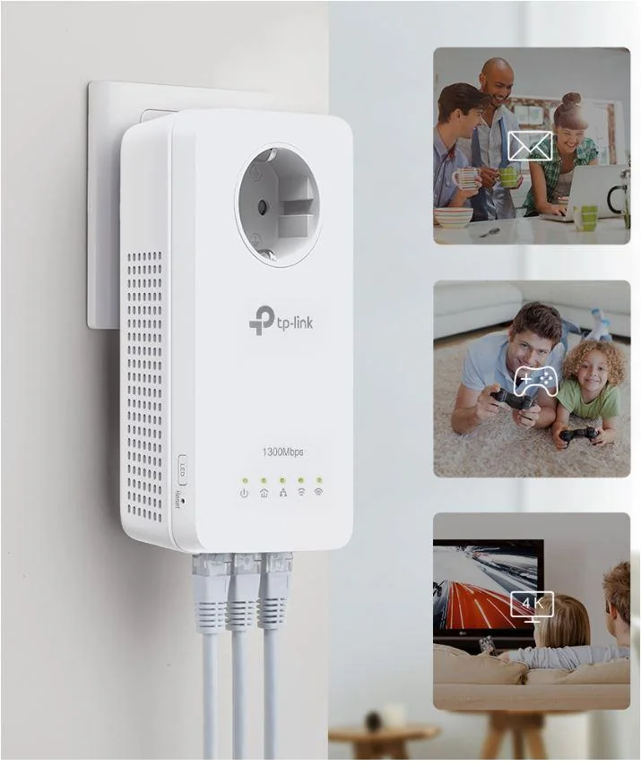 Powerline AV1300, Passthrough, Wi-Fi 5, AC1200 Dual-Band, 3 x RJ45 Gigabit - TP-Link TL-WPA8631P