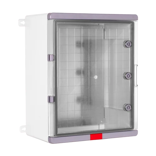 Cutie distributie IP67 din ABS gri, usa transparenta, placa metalica, 400x500x240 mm PS405024