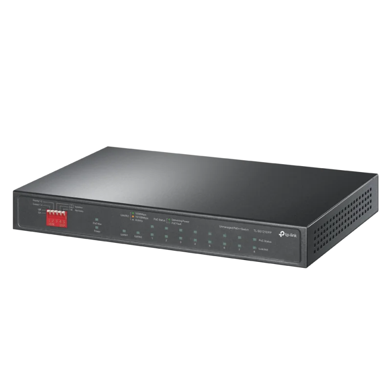 Switch 2 x RJ45 1G PoE++, 6 x RJ45 1G PoE+, 1 x RJ45 1G, 1 x combo RJ45/SFP 1G, Unmanaged - TP-Link TL-SG1210PP
