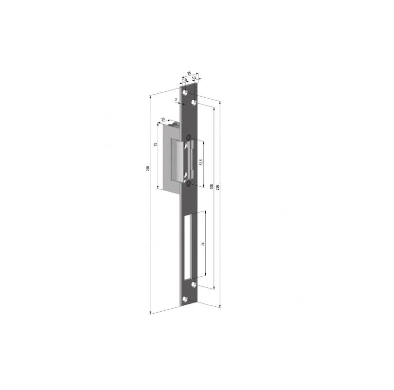 Yala electromagnetica fail safe, 12Vcc, 180mA, cu placa suport lunga - Yale by ASSA ABLOY YB37-12D-L