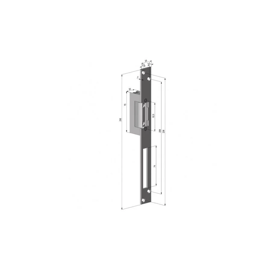 Electromagnet fail locked, 12Vcc, consum redus, 230mA, contact monitorizare cu placa suport lunga - Yale by ASSA ABLOY YB17-12D-LR