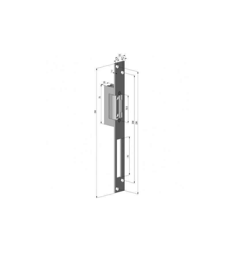 Yala electromagnetica fail locked, 12V, 230mA memorie mecanica, cu placa suport lunga - Yale by ASSA ABLOY YB17-12D-LH