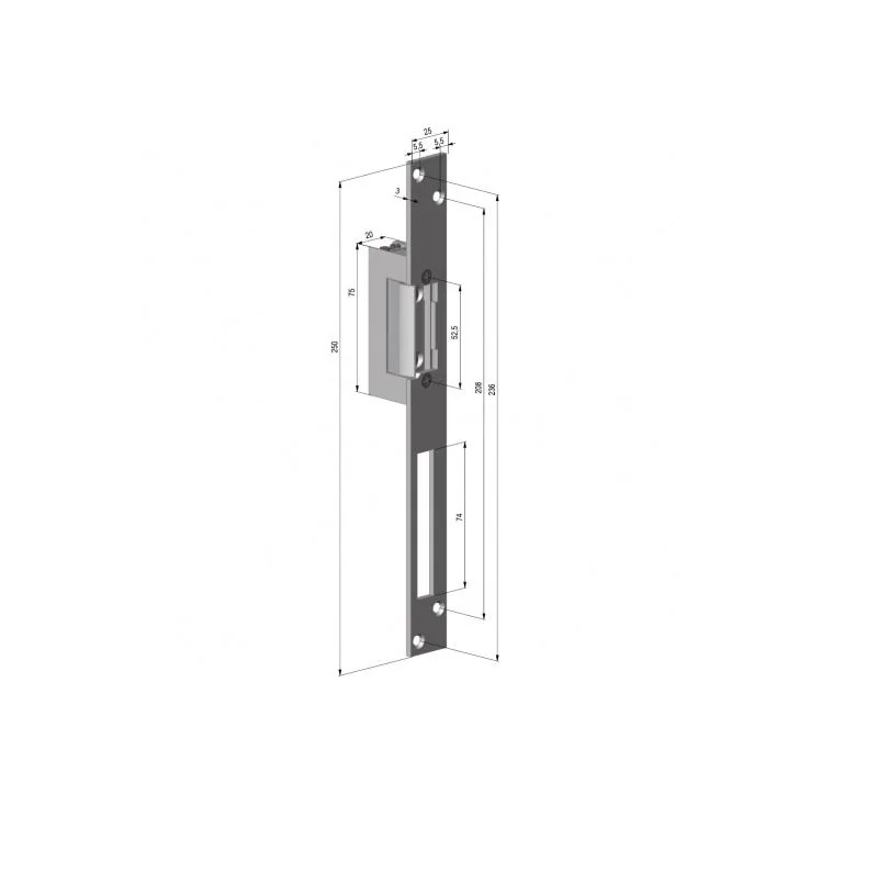 Yala electromagnetica fail locked, 12V, 230mA cu placa suport lunga - Yale by ASSA ABLOY YB17-12D-L