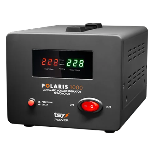 Regulator de tensiune cu servomotor, 1000VA, tensiune la intrare 150-260V, delay 6-180s AVR-POLARIS-1000VA