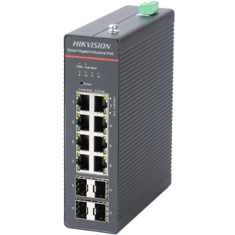 Kit Switch 8 x RJ45 Gigabit PoE 802.3af/at/bt, 4 x SFP Gigabit, Management, Sursa 75W - HIKVISION DS-3T1512HP-SI-8P4FKIT(75W)