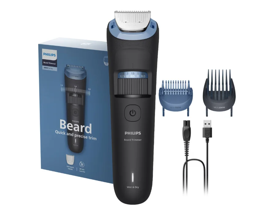 Aparat de tuns barba PHILIPS BT3660/15 cu lame integral metalice cu autoascutire, 40 de setari de lungime, 2 piepteni ajustabili pentru barba (0,5-20 mm), autonomie 80 min