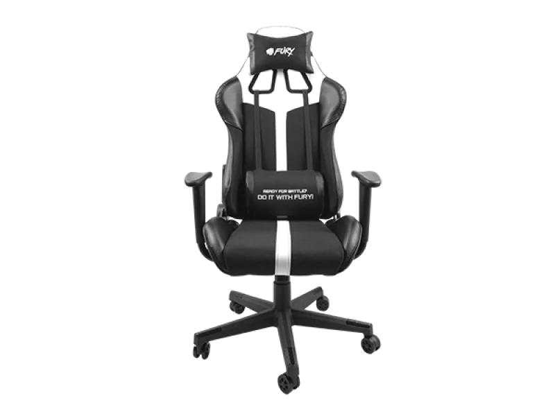 Scaun gaming FURY AVENGER XL, material piele ecologica+polyester, reglabil pe inaltime, greutate maxima suportata 150 kg, inaltime scaun reglabil 46.5 - 56.5 cm, spatar ajustabil 180°, dimensiuni roti 60mm, echipat cu piston cu gaz clasa 3, manere 4D,