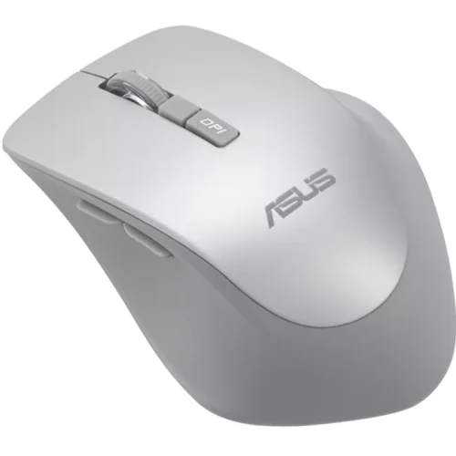 Mouse wireless ASUS WT425 (PN 90XB0280-BMU0L0), culoare Silver, rezoluţie 1000/1600 dpi comutabil, conectivitate RF 2.4GHz cu dongle USB, ergonomie pentru mâna dreaptă, clicuri silenţioase, dimensiuni 106 ,84×74,73×39,13 mm, greutate 82 g (cu baterie),