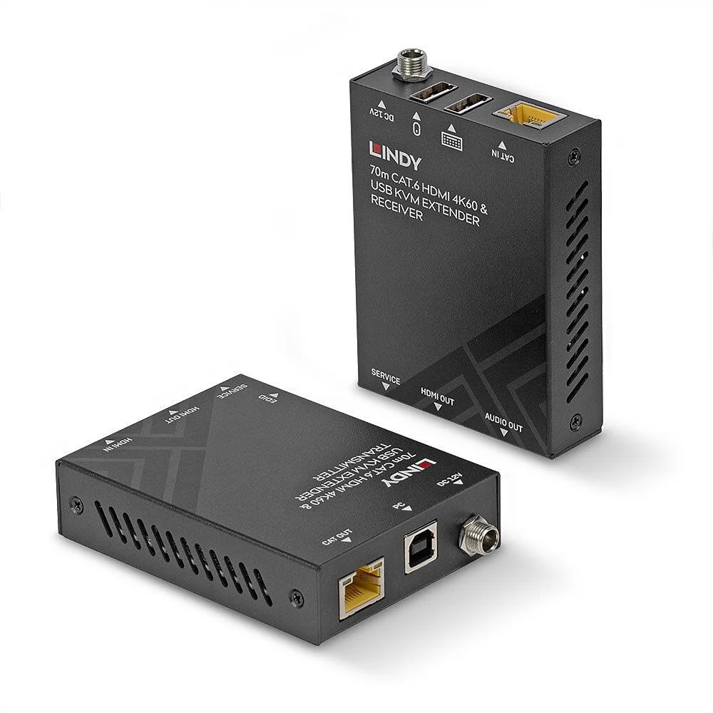 Extender KVM HDMI 4K60, USB și audio Cat.6, 70 m, Lindy 39383 Lindy