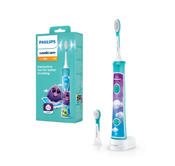 Periuta de dinti electrica pentru copii PHILIPS Sonicare For Kids HX6322/04, 62000 miscari/min, 2 programe, 2 capete, Albastru, L x A x I (mm) 110x64x220 Philips