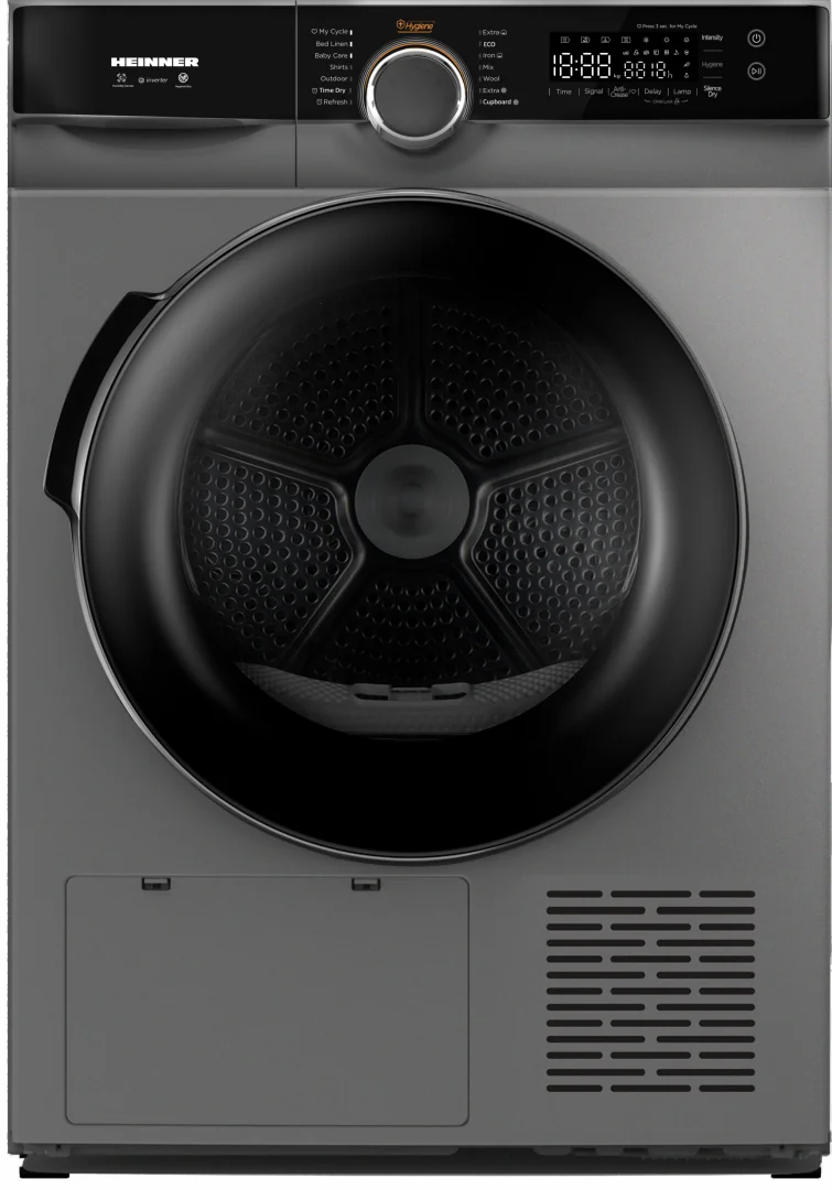 Uscator de rufe HEINNER HHPD-M9K3SA+++, 9 kg, Inverter, Clasa: C, Argintiu Heinner