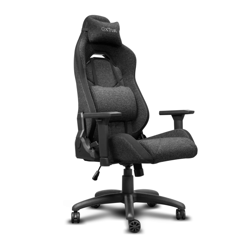 Scaun gaming Trust GXT 723 Ruya Comfortable, 5 roti, ridicare pe gaz clasa 4, adjustabil pe inaltime, material elastic fabric, greutate maxima suportata 150 kg, negru