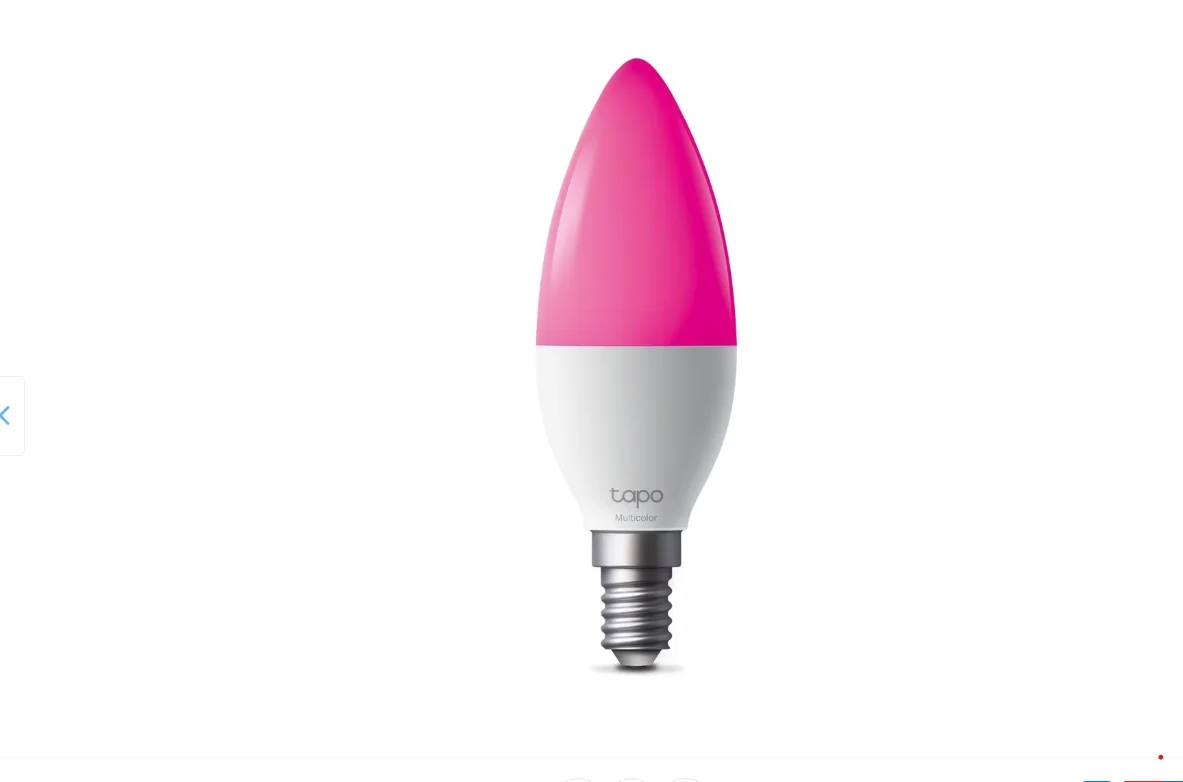 Smart Light Bulb, Multicolor SPEC: B38 bulb, E14 base, 220~240 V, 50/60 Hz, 8.6W, 16 Million Colors, 2500K-6500K, Brightness: 470 lm(Default 2700K), 40W Equivalent, Beam angle 260°, Lifetime Up to 25,000hrs, ERP:F, 2.4 GHz Wi-Fi, Bluetooth (Can be