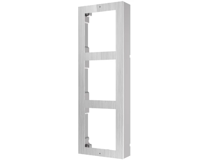 Rama inox Hikvision DS-KD-ACW3/S pentru 3 module videointerfon, montaj aparent Hikvision