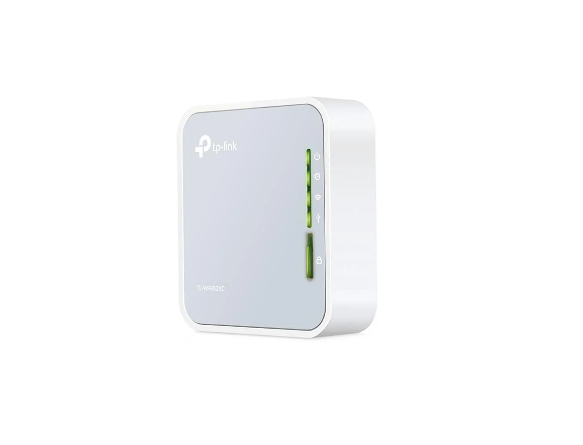 TP-LINK AC750 Wireless Travel Router, TL-WR902AC, IEEE 802.11ac/n/a5GHz ,IEEE 802.11b/g/n 2.4GHz, 2.4GHz and 5GHz, 5GHz: Up to 433Mbps(Onlywith11AC Wireless Adapter); Up to 150Mbps with 11N Wireless Adapter2.4GHz:Up to 300Mbps, 1* 10/100Mbps WAN/LAN