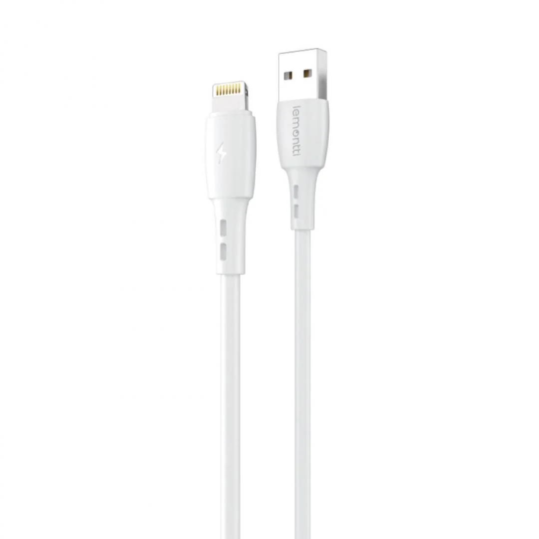 Cablu Wind Lemontti USB-A la tip Lightning, lungime 0.5m, alb Lemontti
