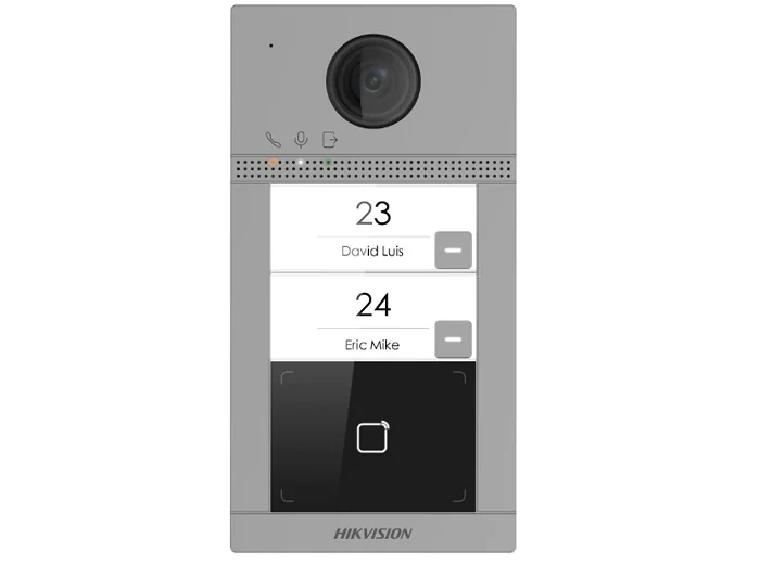Post exterior videointerfon Hikvision DS-KV8213-WME1-C, WiFi, montaj ingropat, 2 butoane, camera 2MP Hikvision
